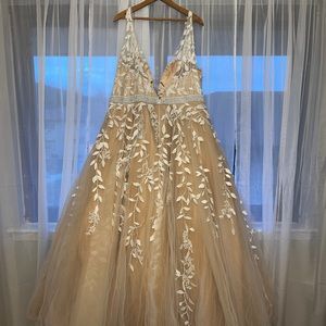 Champagne and white wedding dress